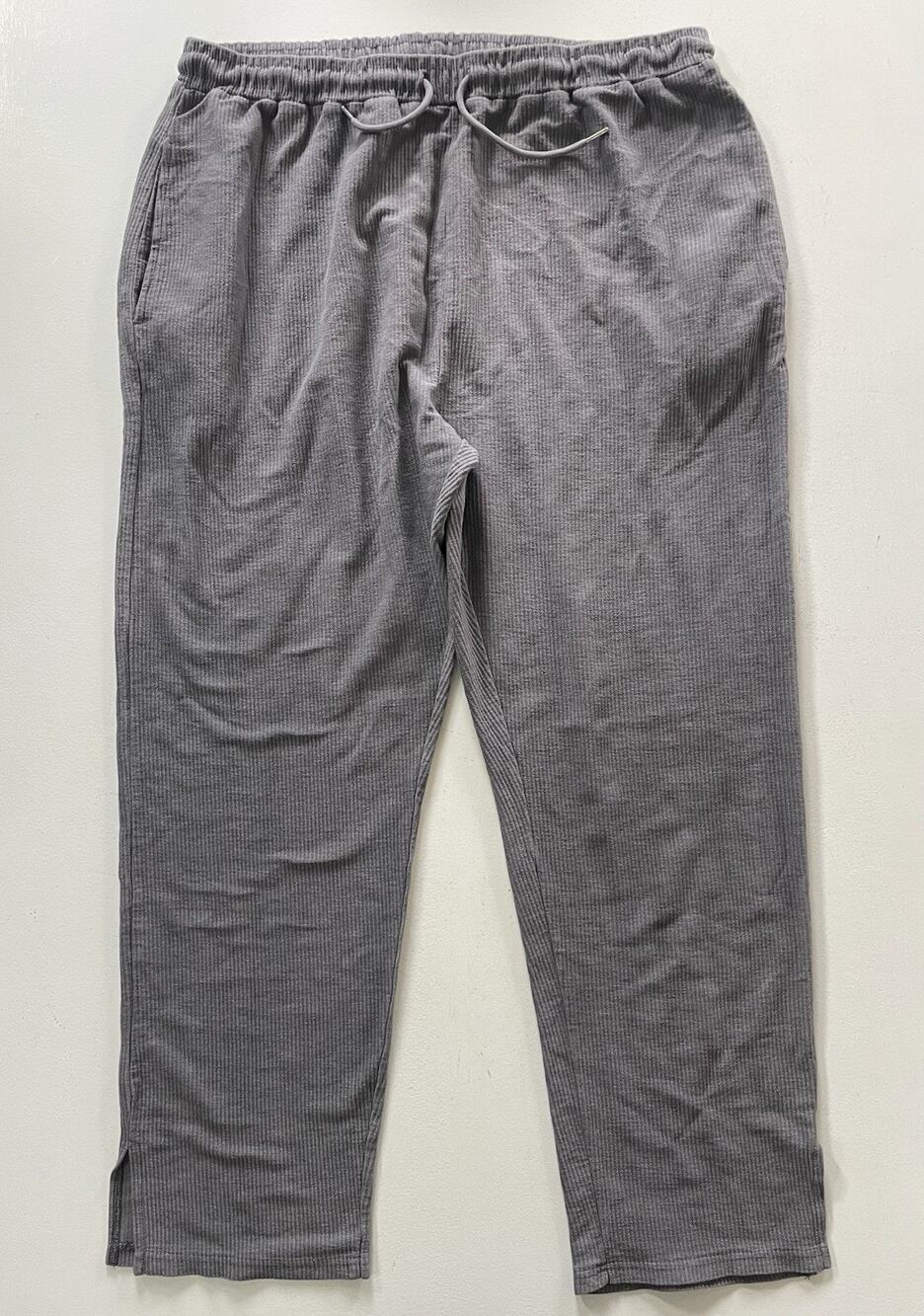 Boohoo Man Size 5XL Relaxed Gray Jersey Drawstring Pant Corduroy Jogger NWT